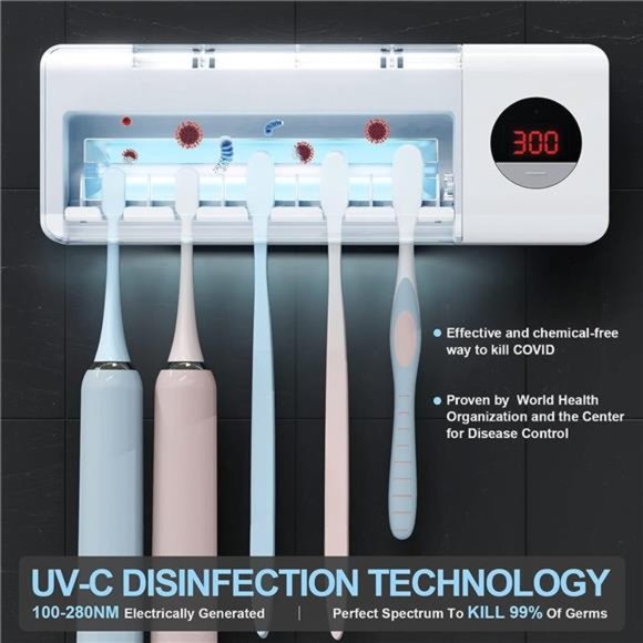 UV Toothbrush Sanitizer Holder, Sterilization & Timing Functions, Rechargeable main image 3